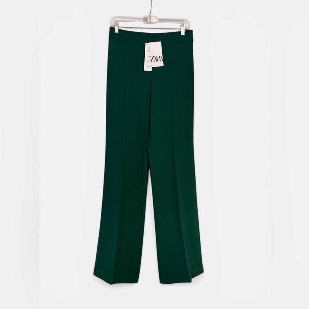 Zara Women's Dark Green Wide Leg Pants - Picture 2 of 8